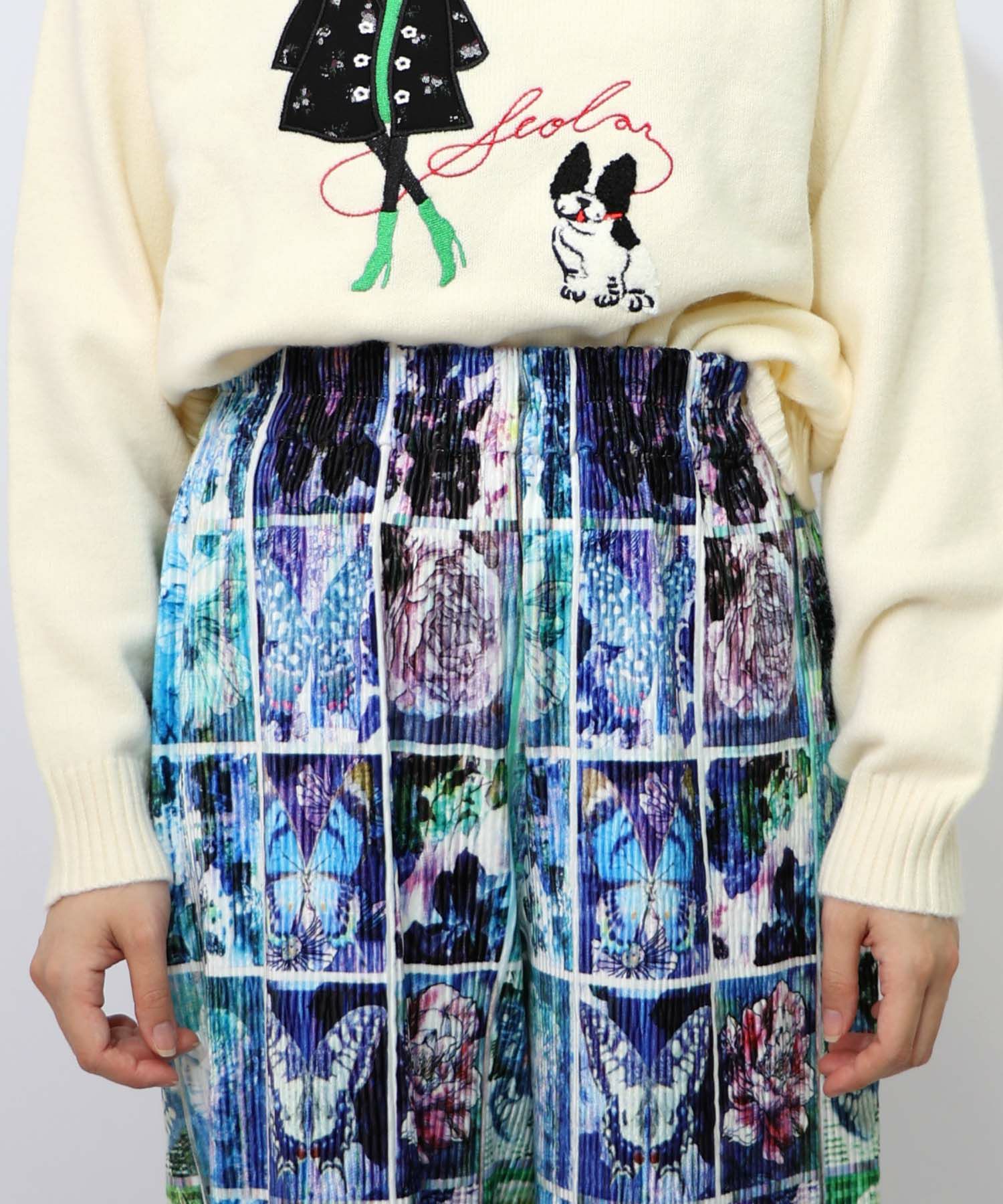 ネコパフェ・蝶柄 ベロアプリーツパンツ-20