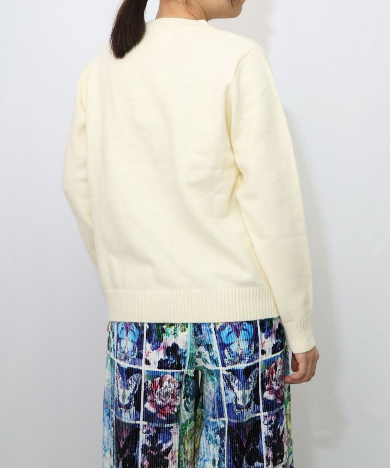 女の子とワンちゃん刺繍アップリケ ニットプルオーバー-15