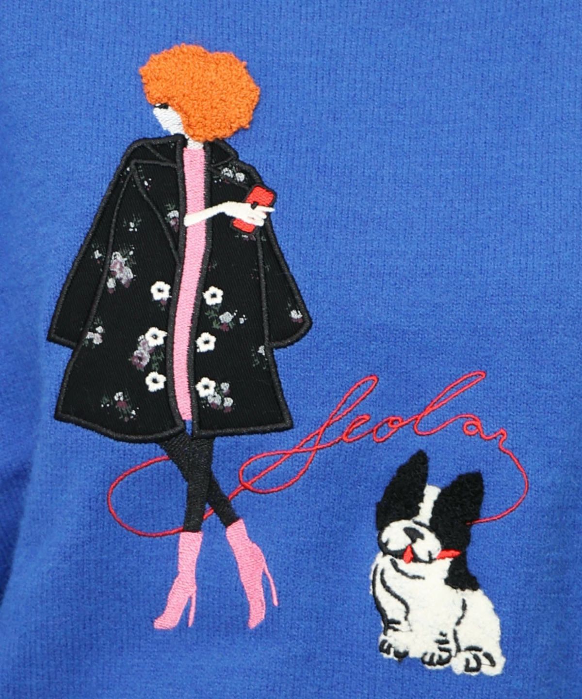 女の子とワンちゃん刺繍アップリケ ニットプルオーバー-20