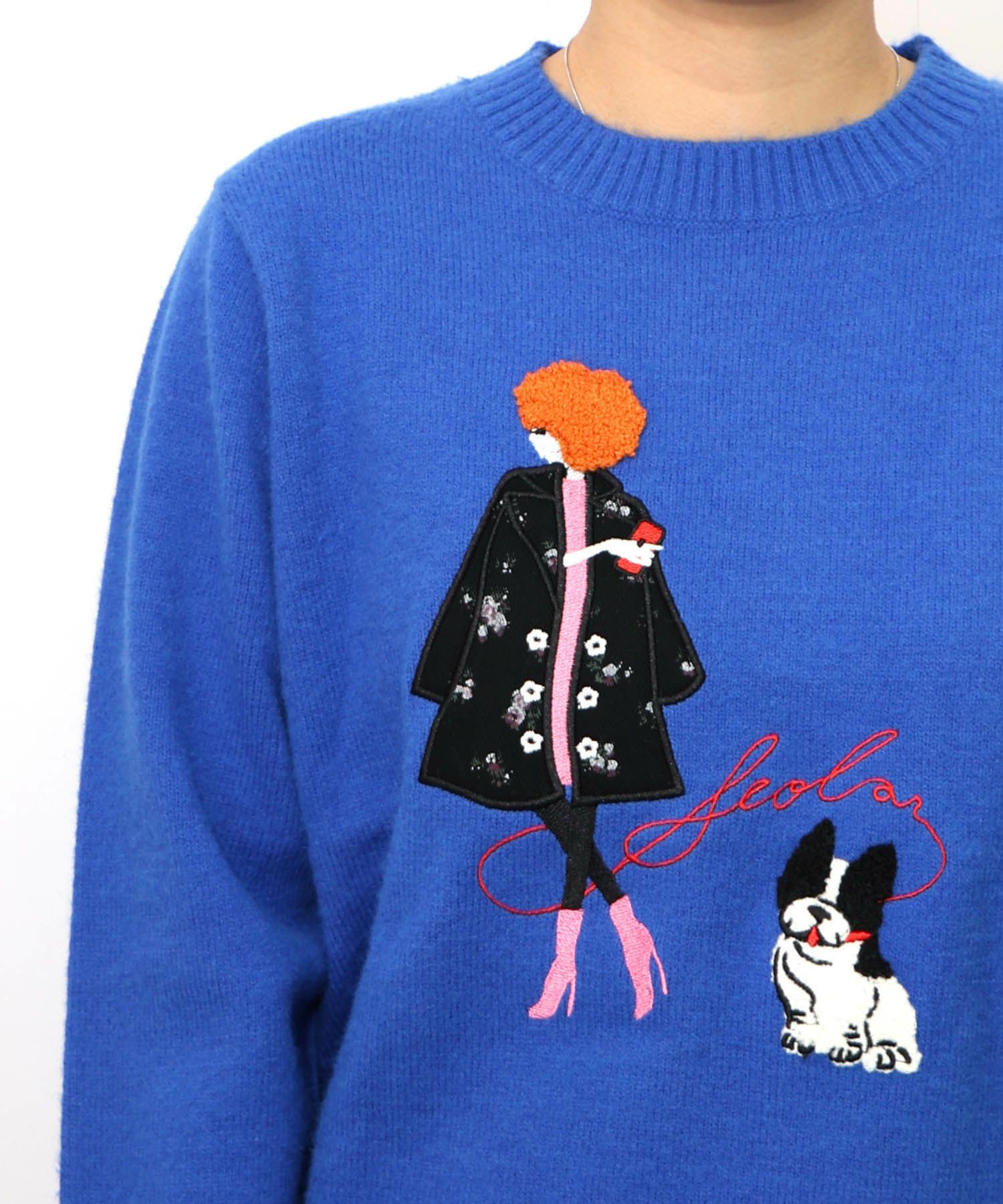 女の子とワンちゃん刺繍アップリケ ニットプルオーバー-22