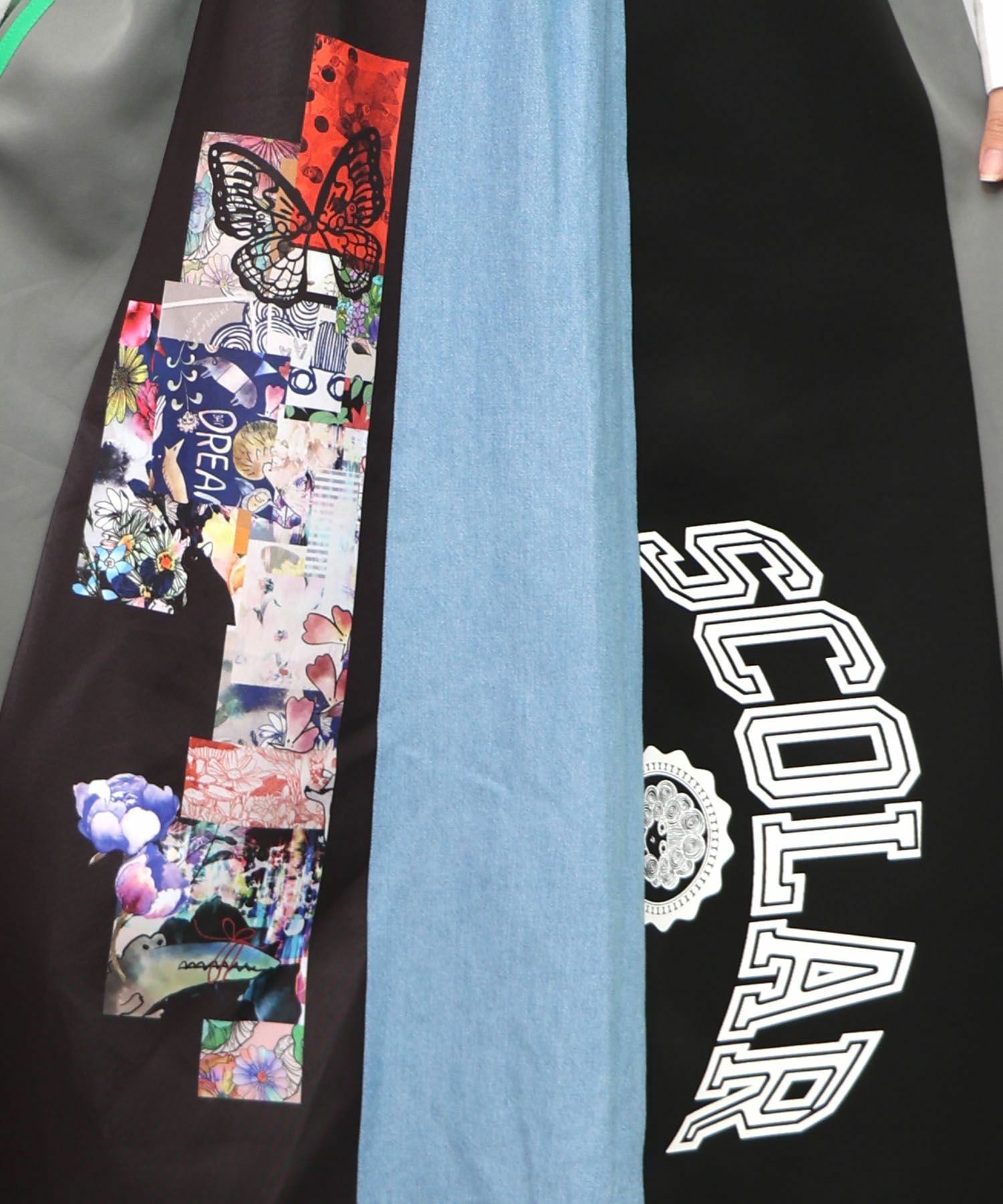 ロゴコラージュ柄 デニム×ジャージ切替スカート-14