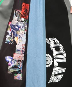 ロゴコラージュ柄 デニム×ジャージ切替スカート-14