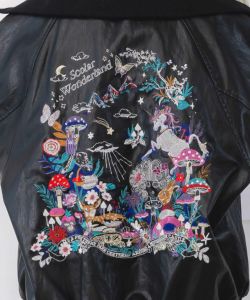 スカラーとキノコ刺繍 合皮ブルゾン-15