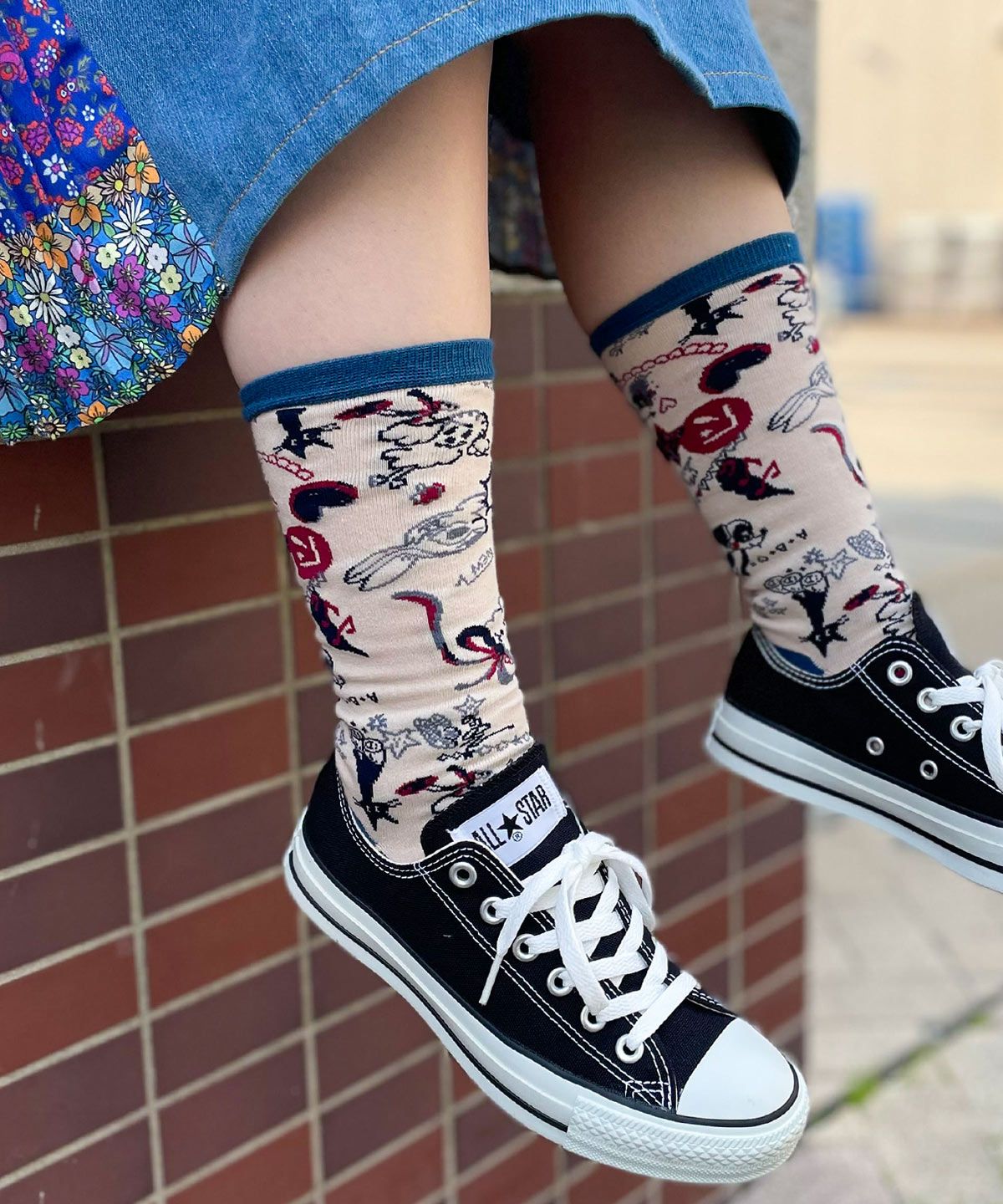 スカラーウサギと犬柄ソックス-4