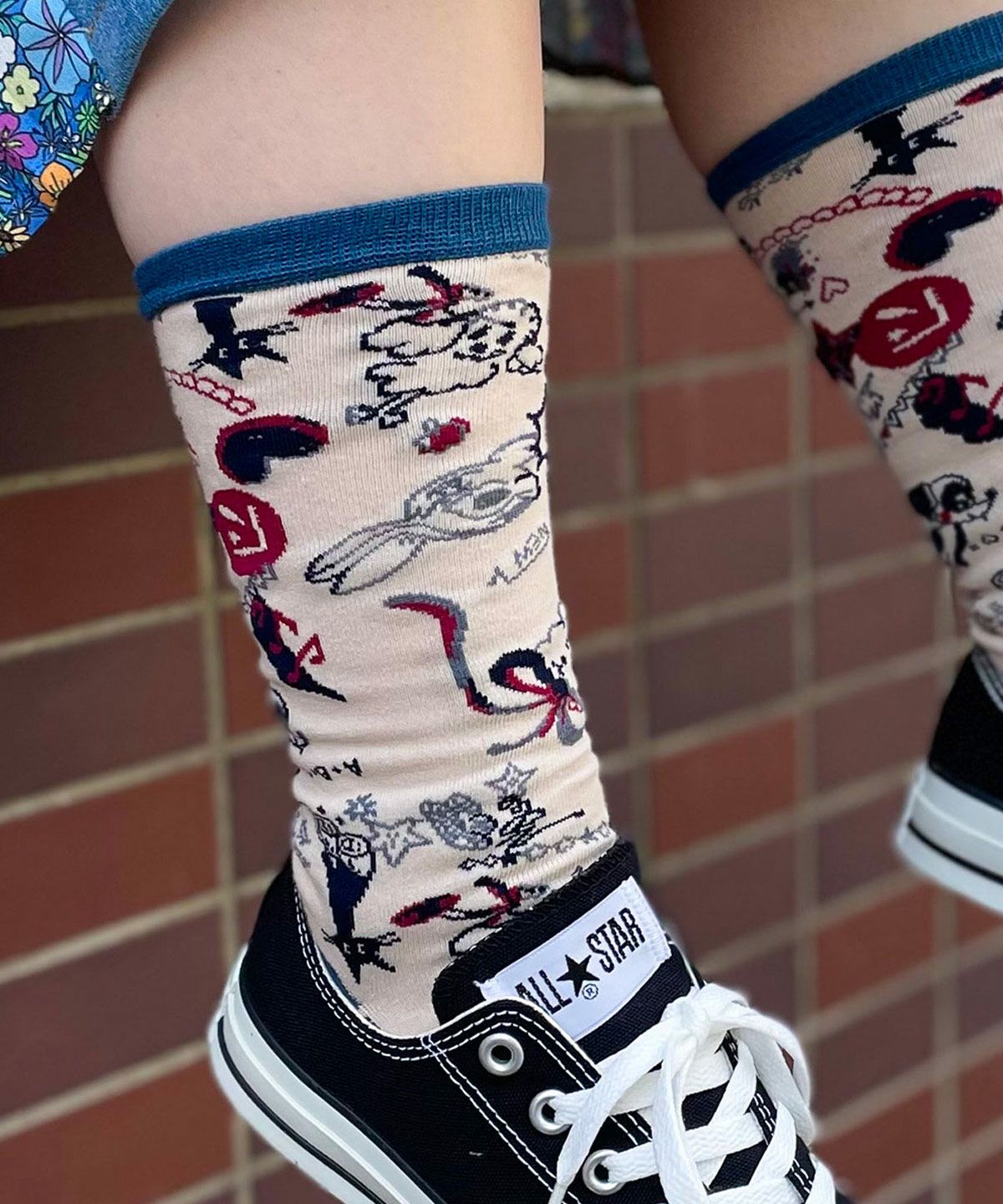 スカラーウサギと犬柄ソックス-5