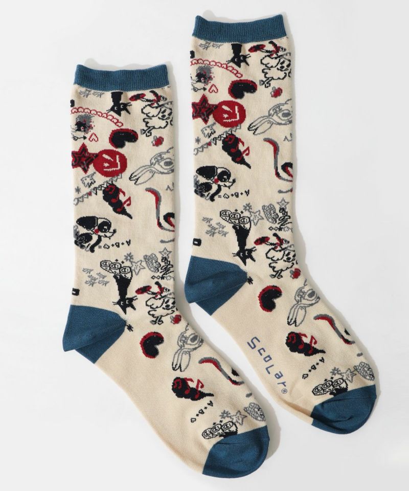 スカラーウサギと犬柄ソックス-7