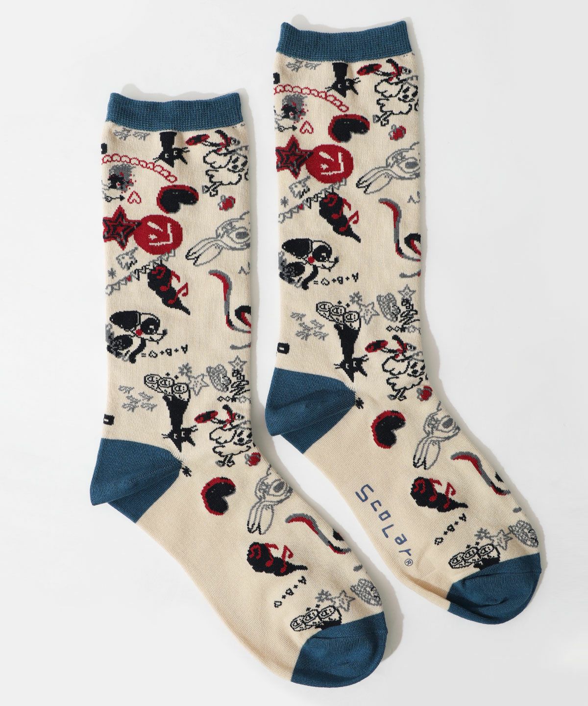 スカラーウサギと犬柄ソックス-7