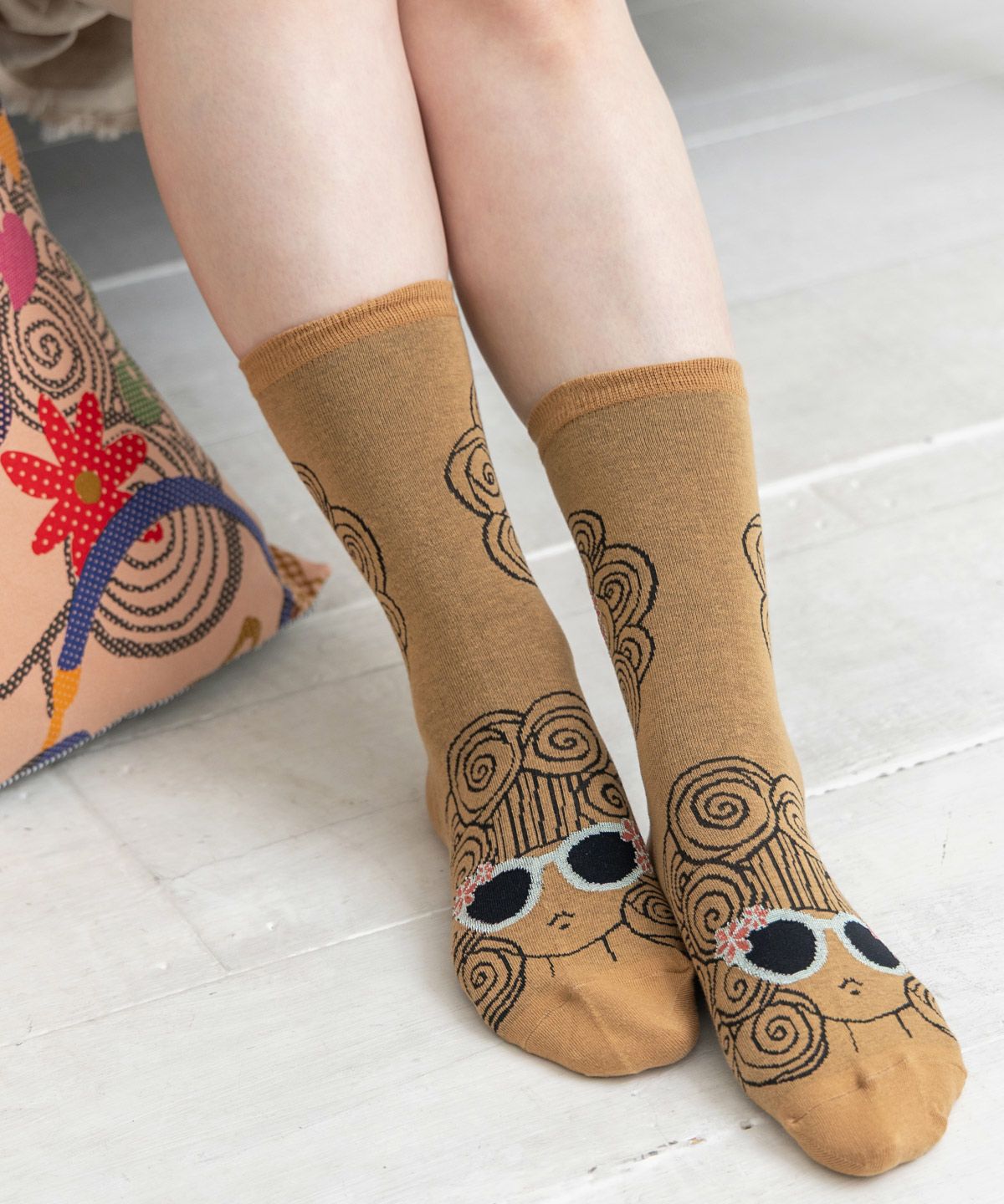 スカラーちゃんサングラス柄ソックス-3