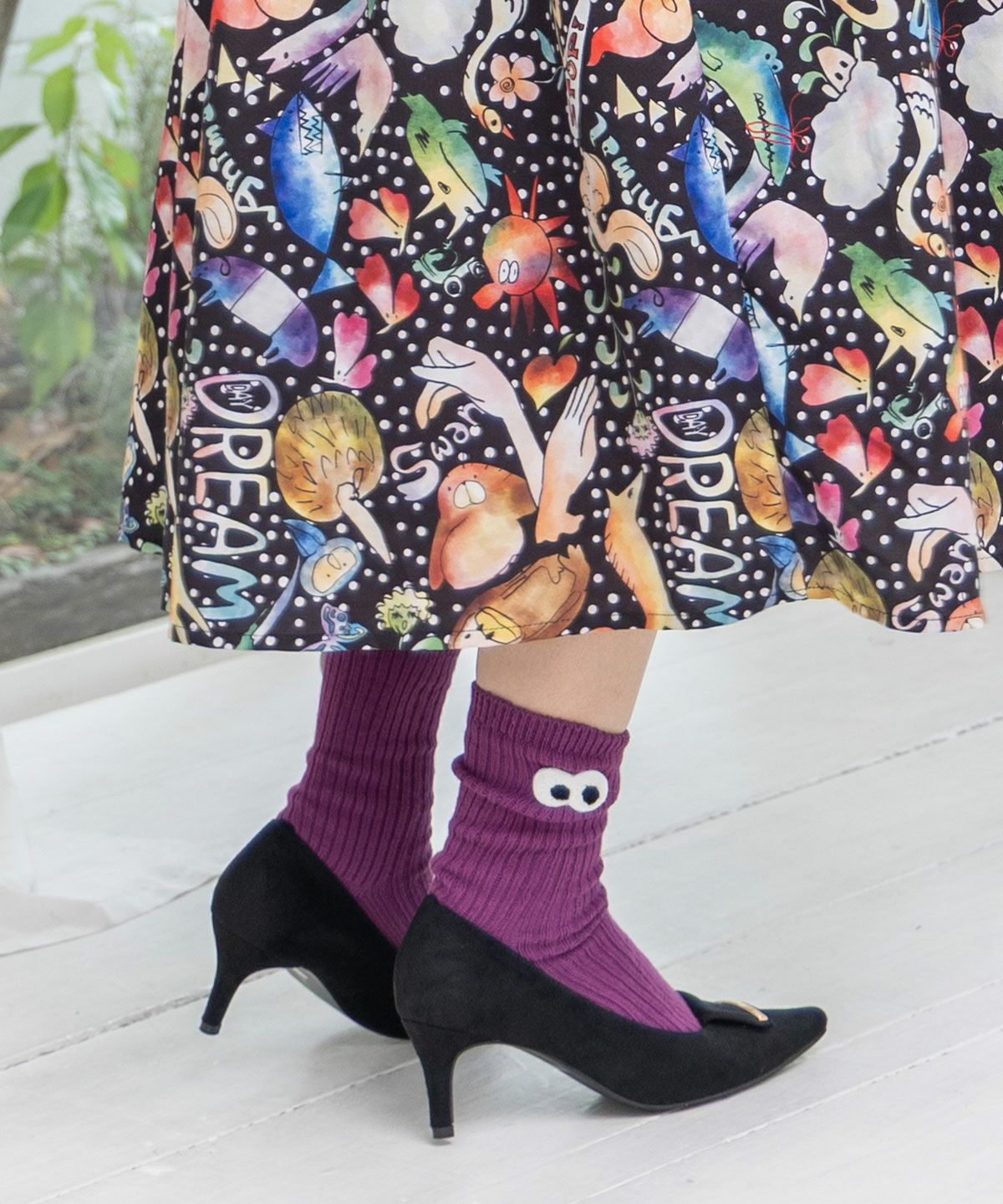 目玉ワッペン付リブソックス-1