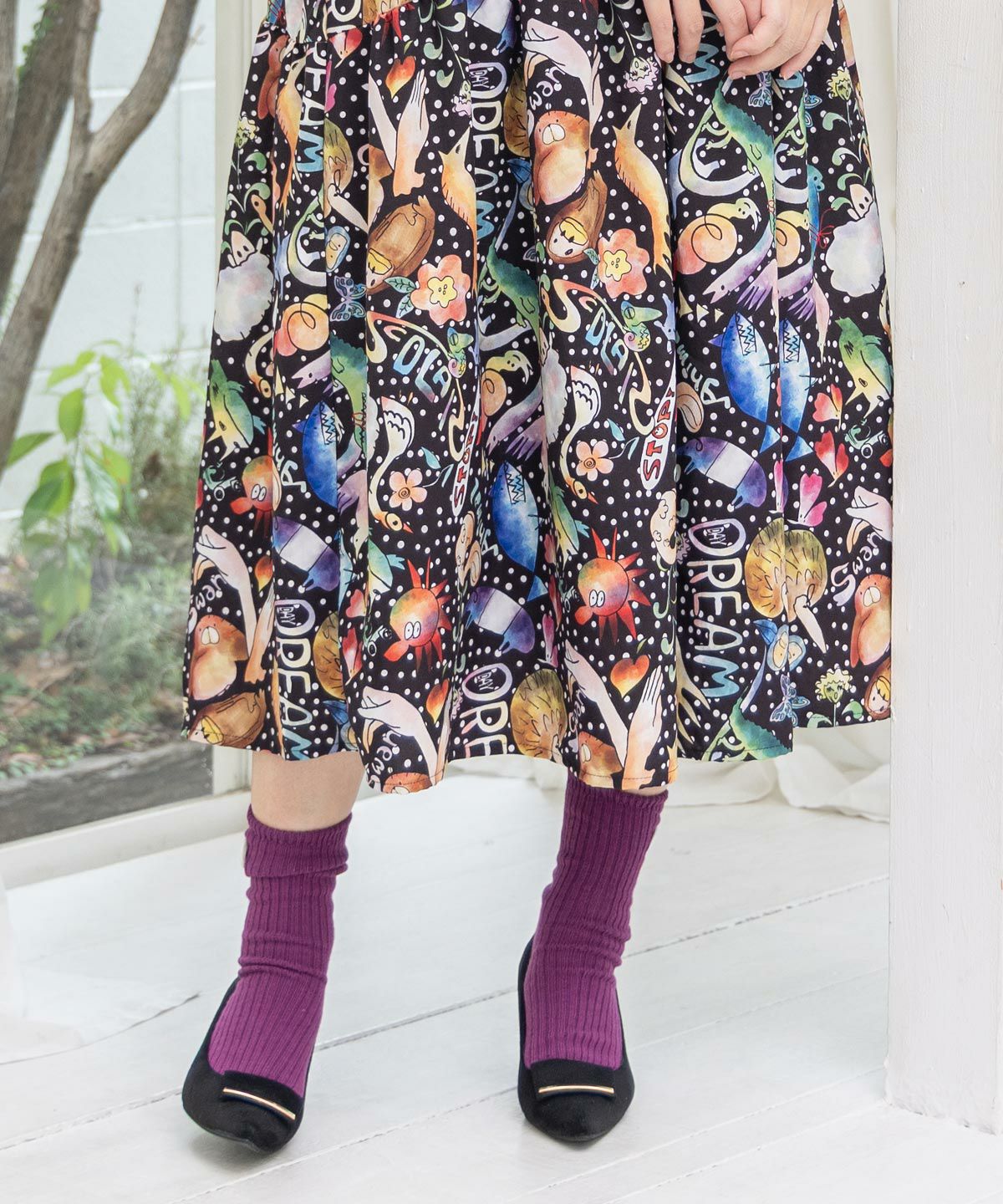 目玉ワッペン付リブソックス-3