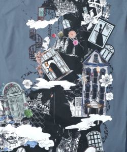 不思議な街柄タック入りワンピース-16