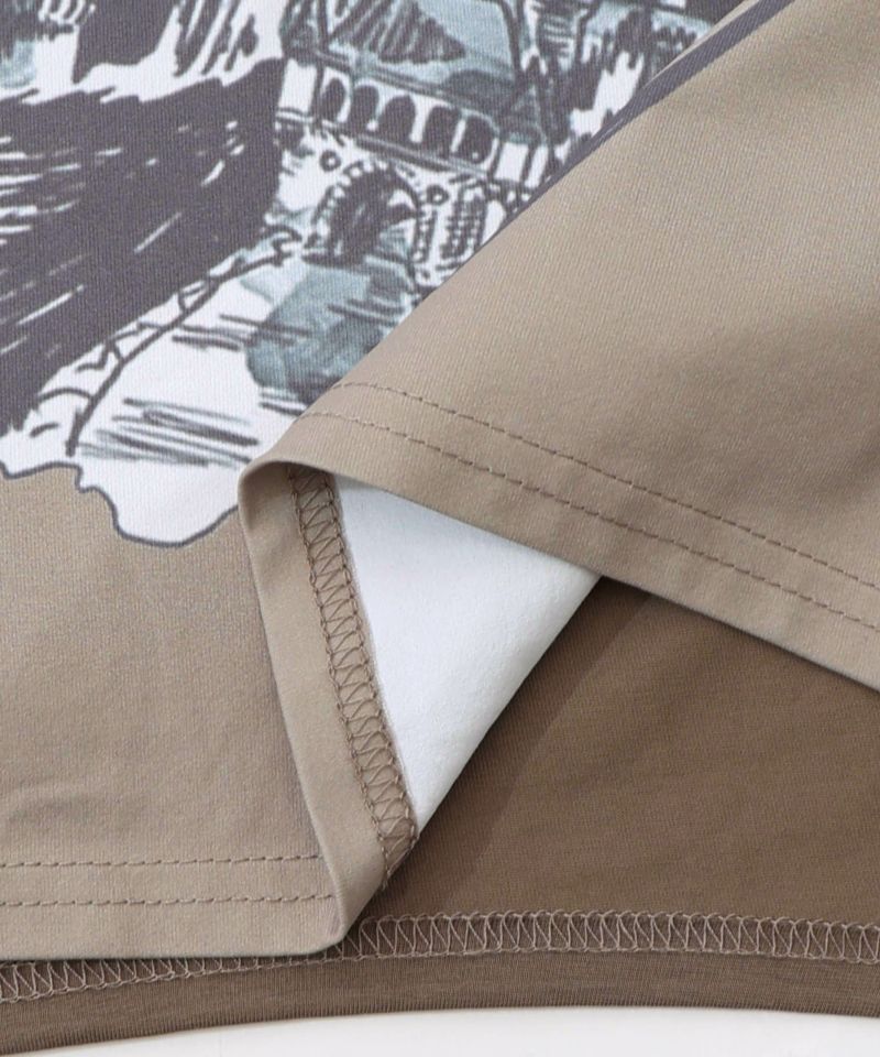 不思議な街柄タック入りワンピース-22