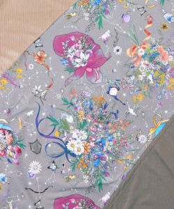 ネコと花の天の川柄 ドロストワンピース-12