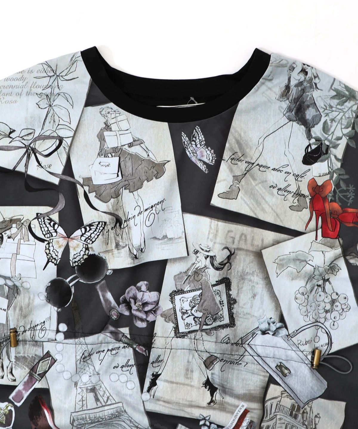 お買い物大好き女子のコラージュ柄ワンピース-20