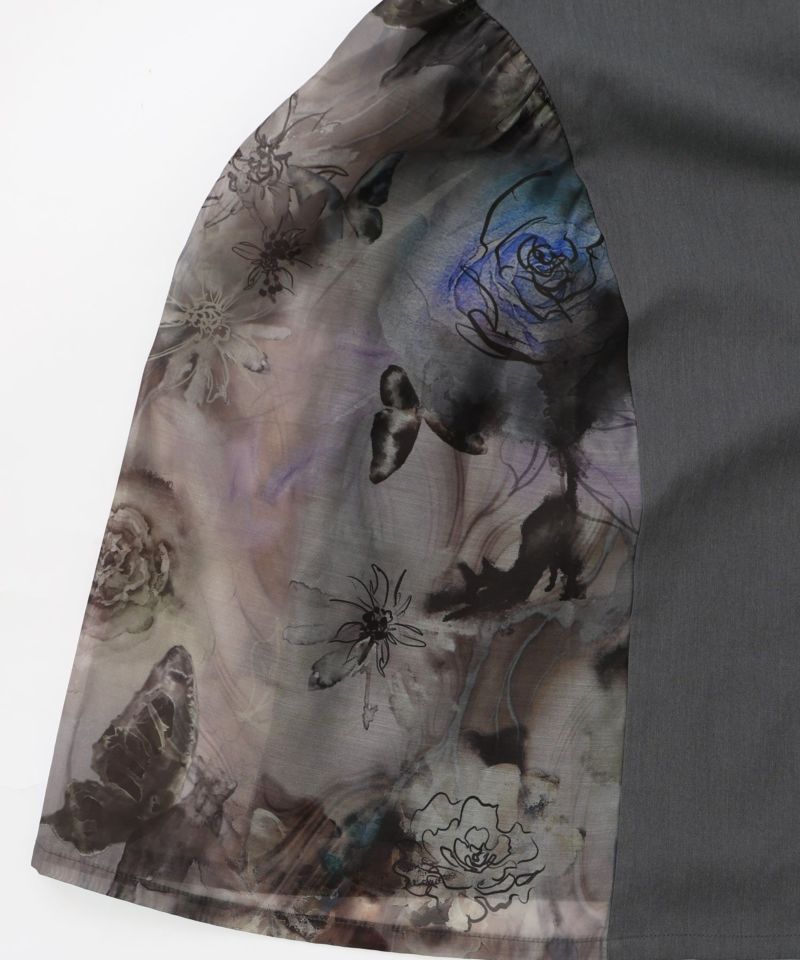 アート花柄異素材切替スカート-9