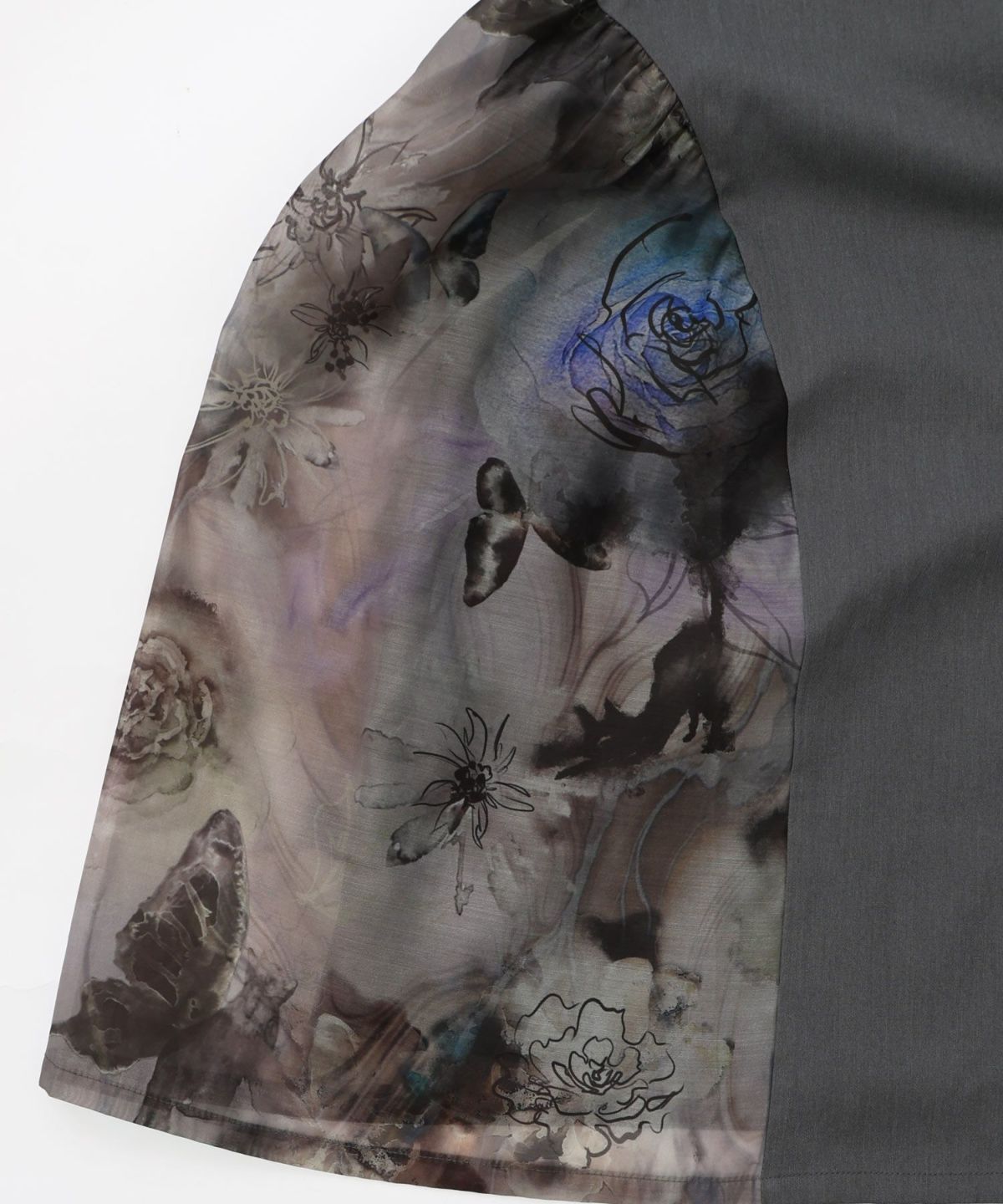 アート花柄異素材切替スカート-9