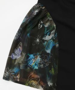 アート花柄異素材切替スカート-11