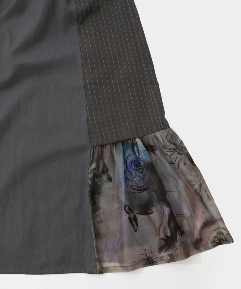 アート花柄異素材切替スカート-13
