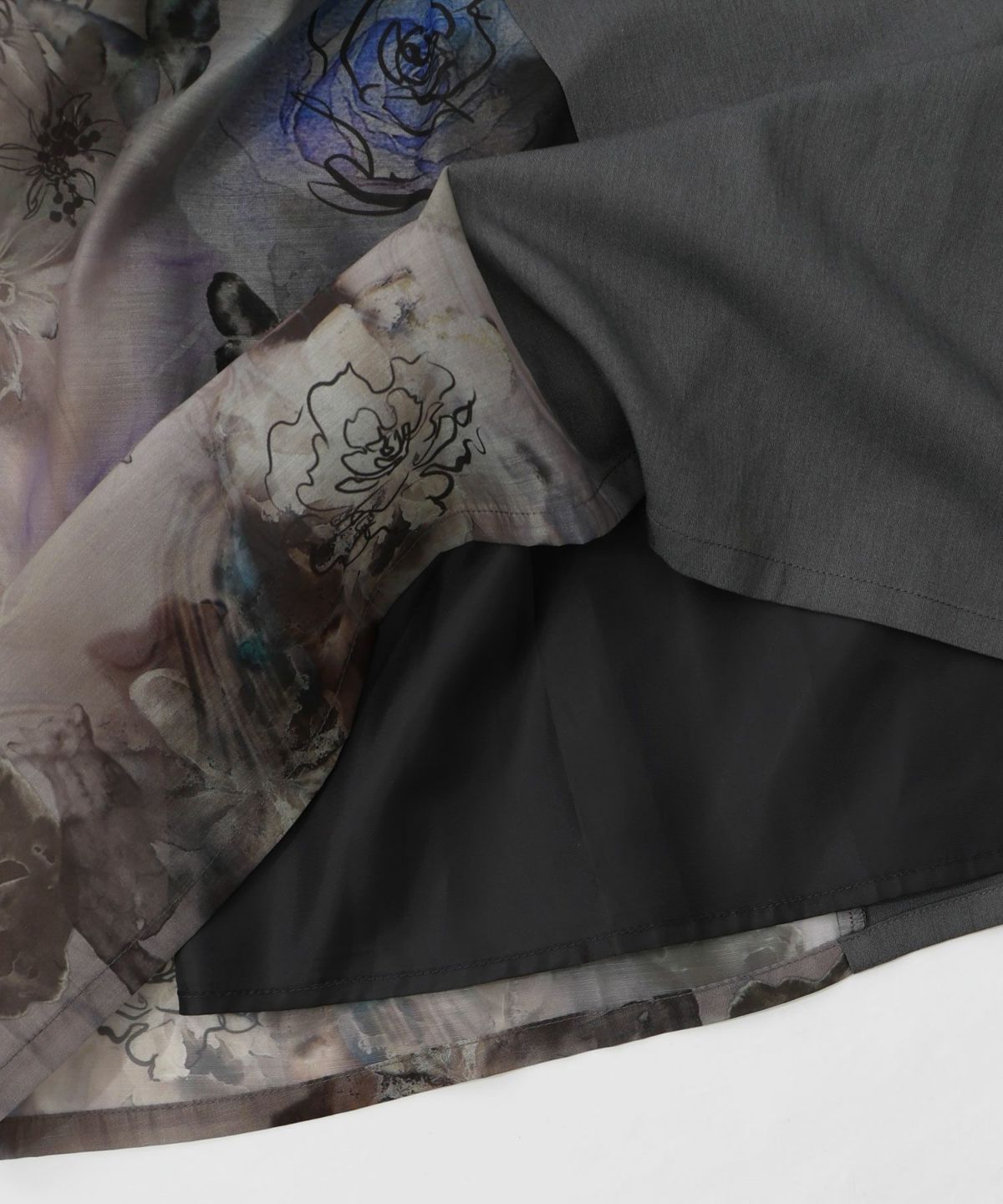 アート花柄異素材切替スカート-15