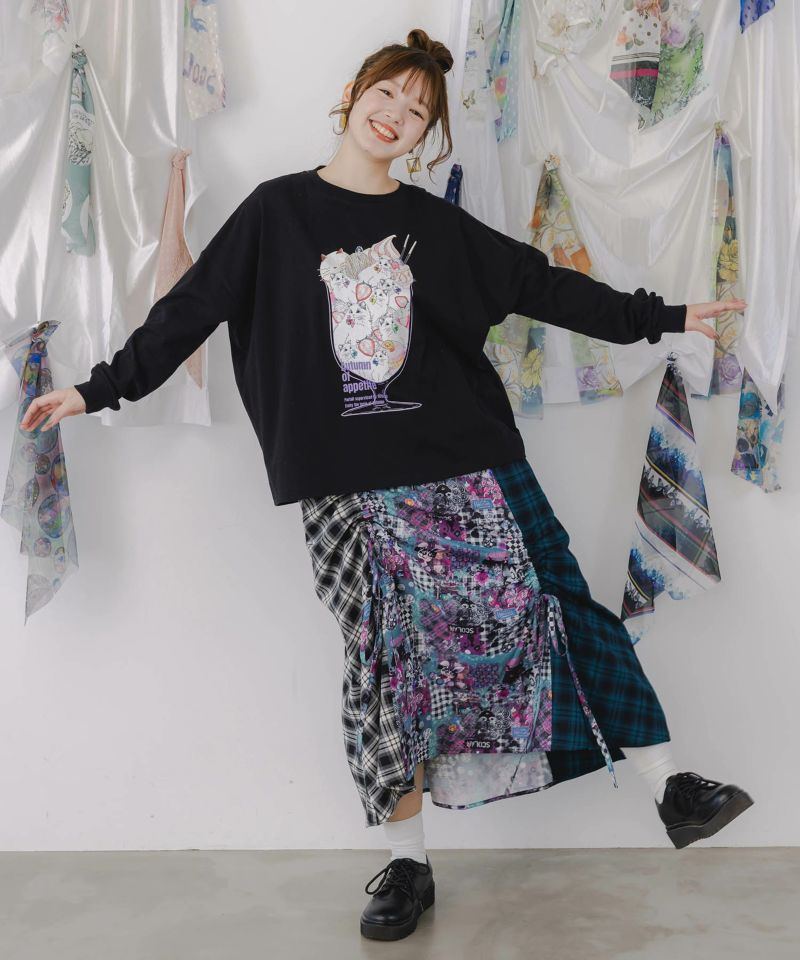 いちご猫パフェプリントプルオーバー-2