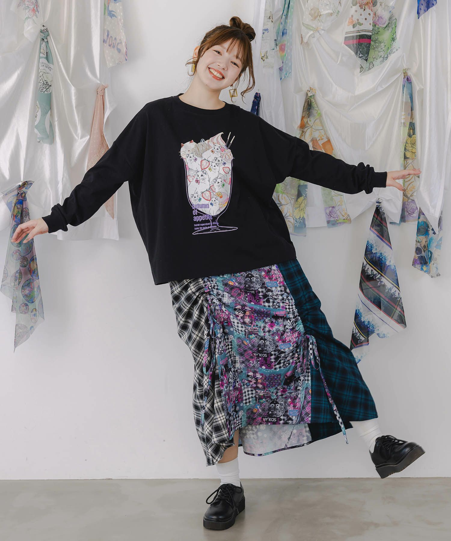 いちご猫パフェプリントプルオーバー-2