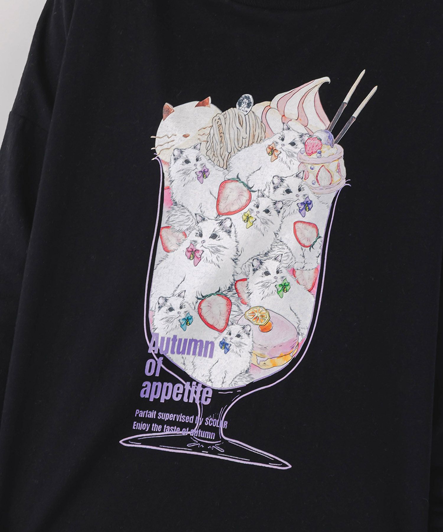 いちご猫パフェプリントプルオーバー-6