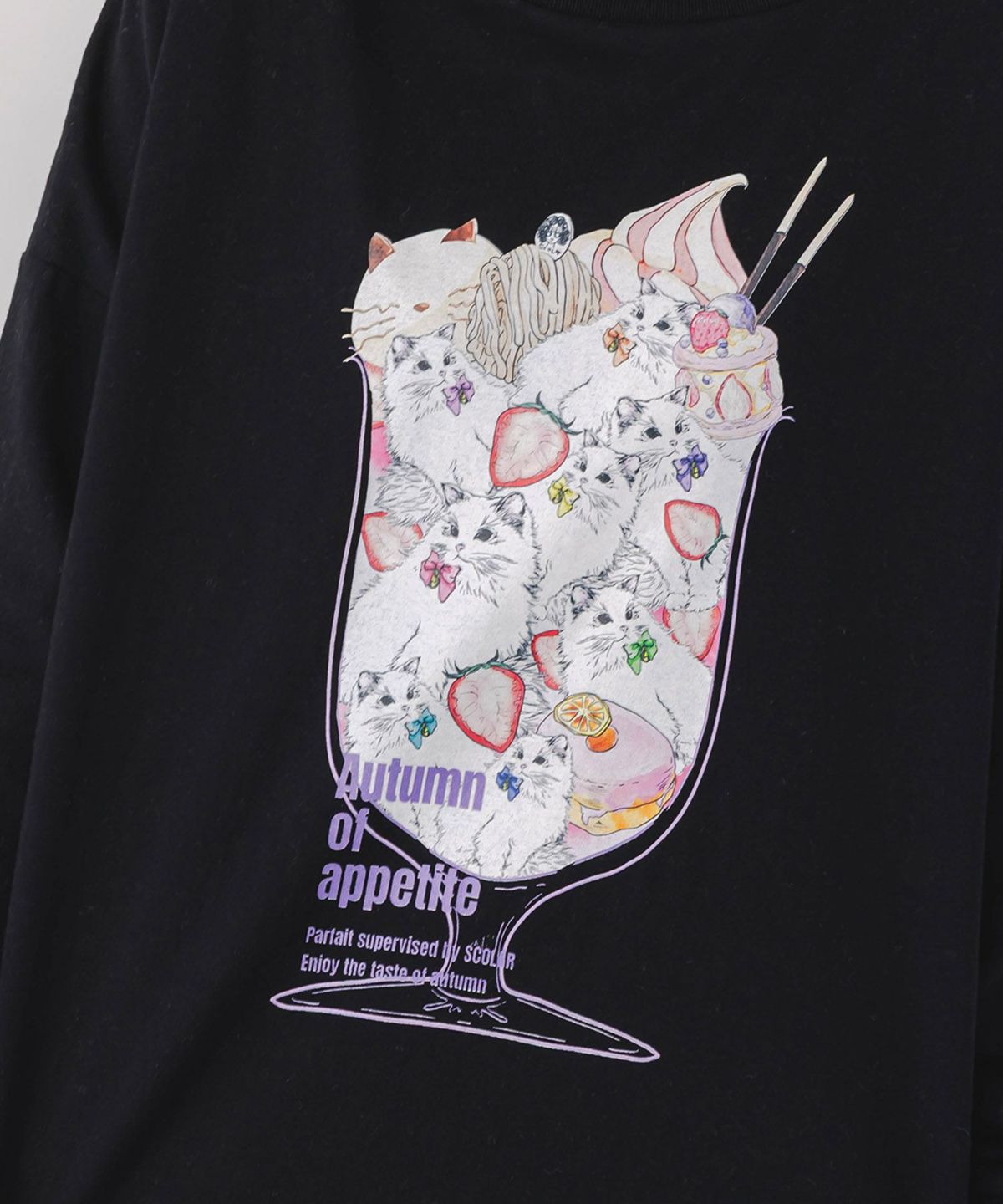 いちご猫パフェプリントプルオーバー-6