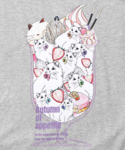 いちご猫パフェプリントプルオーバー-8