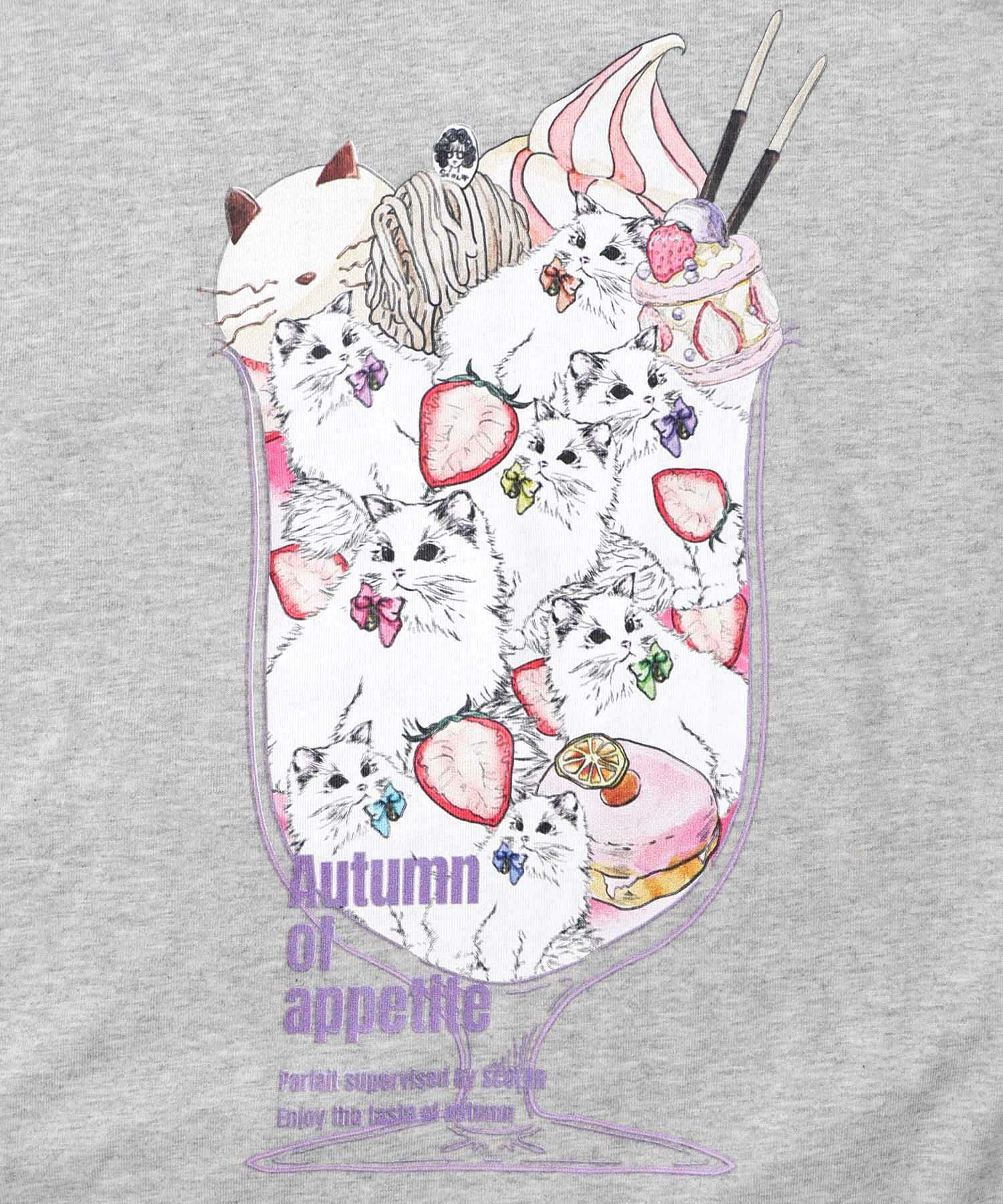いちご猫パフェプリントプルオーバー-8