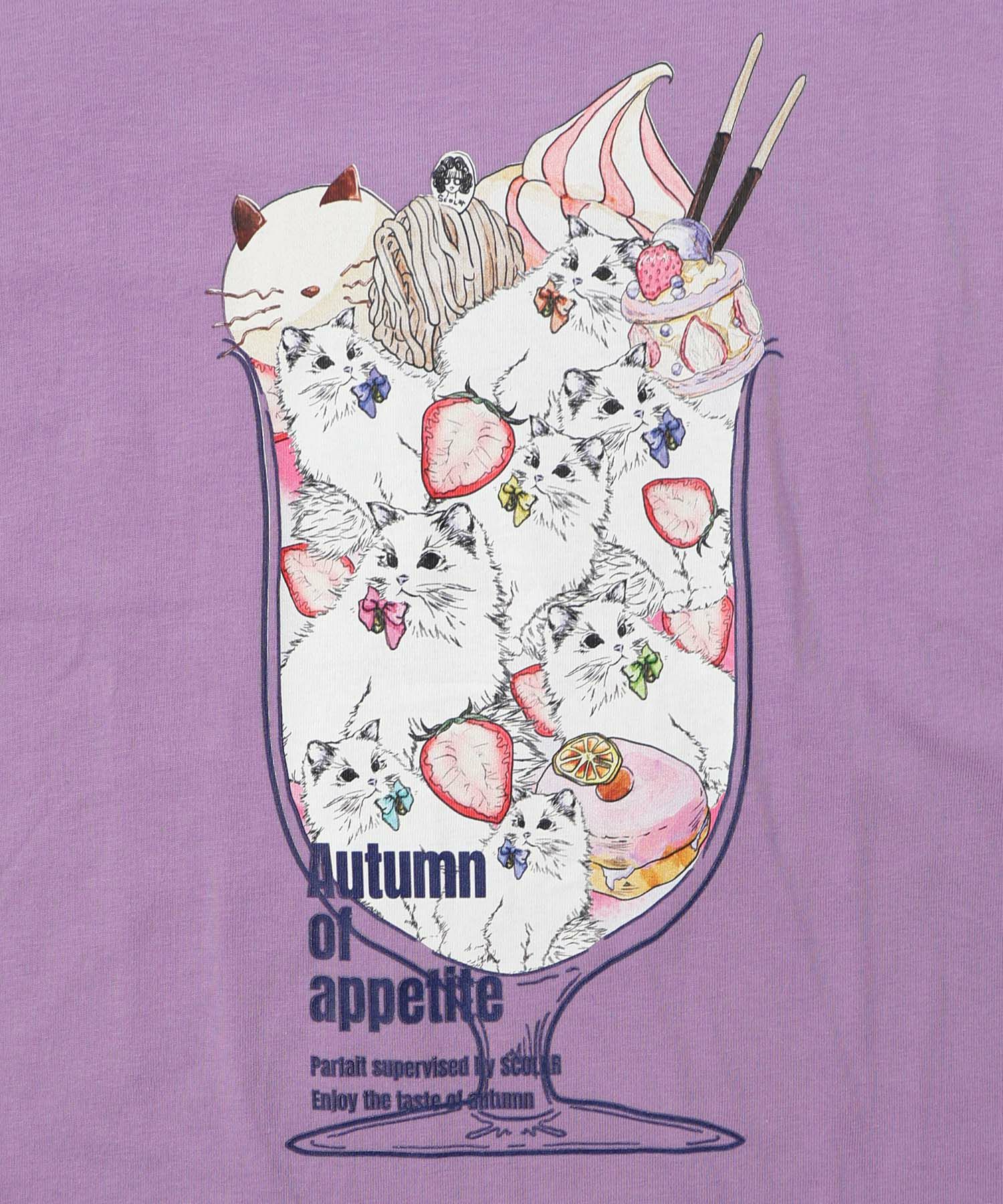 いちご猫パフェプリントプルオーバー-12