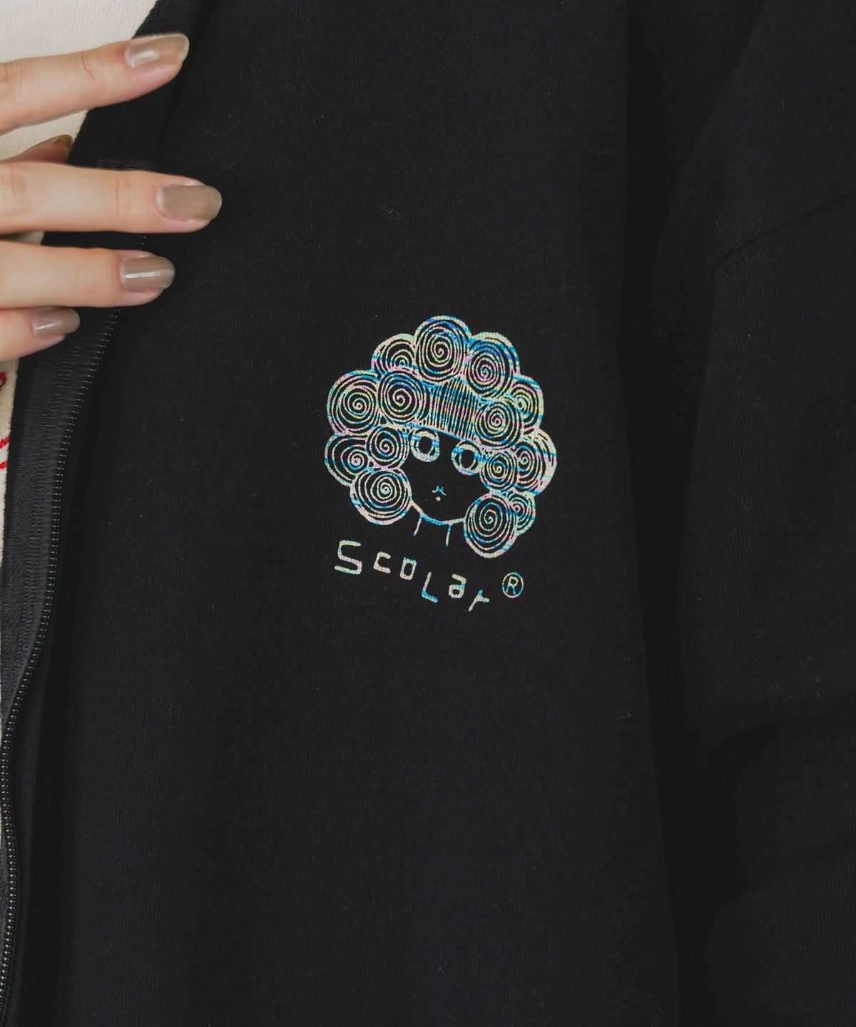 ミニ裏毛スカ子ロゴ ダブルジップカーディガン-6