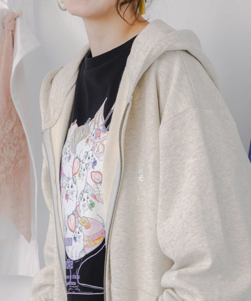 153657：花蝶柄スカ子箔プリントロゴパーカーの通販-ScoLar