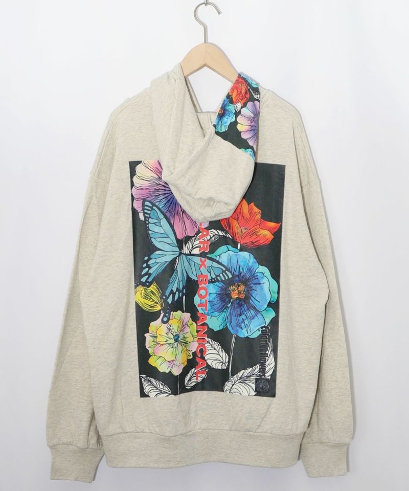 花蝶柄スカ子箔プリントロゴパーカー-9