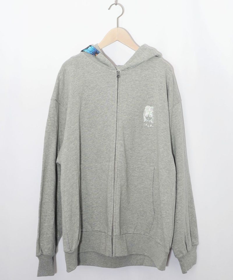 花蝶柄スカ子箔プリントロゴパーカー-11