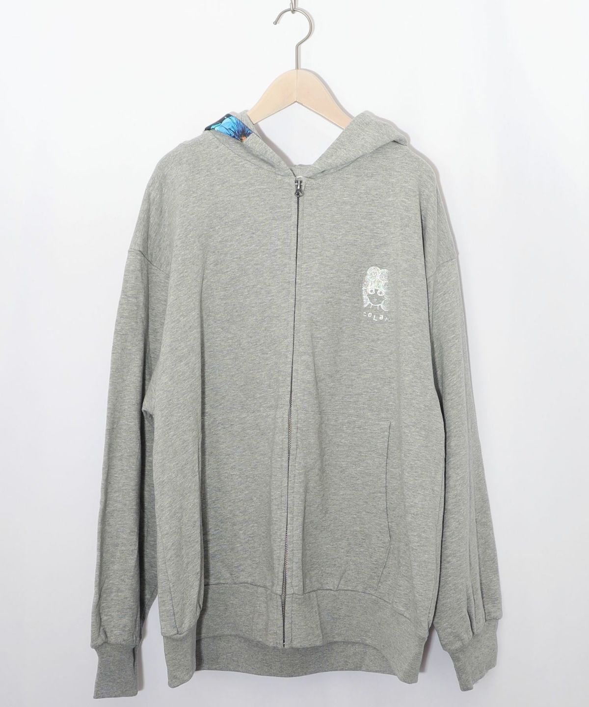 花蝶柄スカ子箔プリントロゴパーカー-11