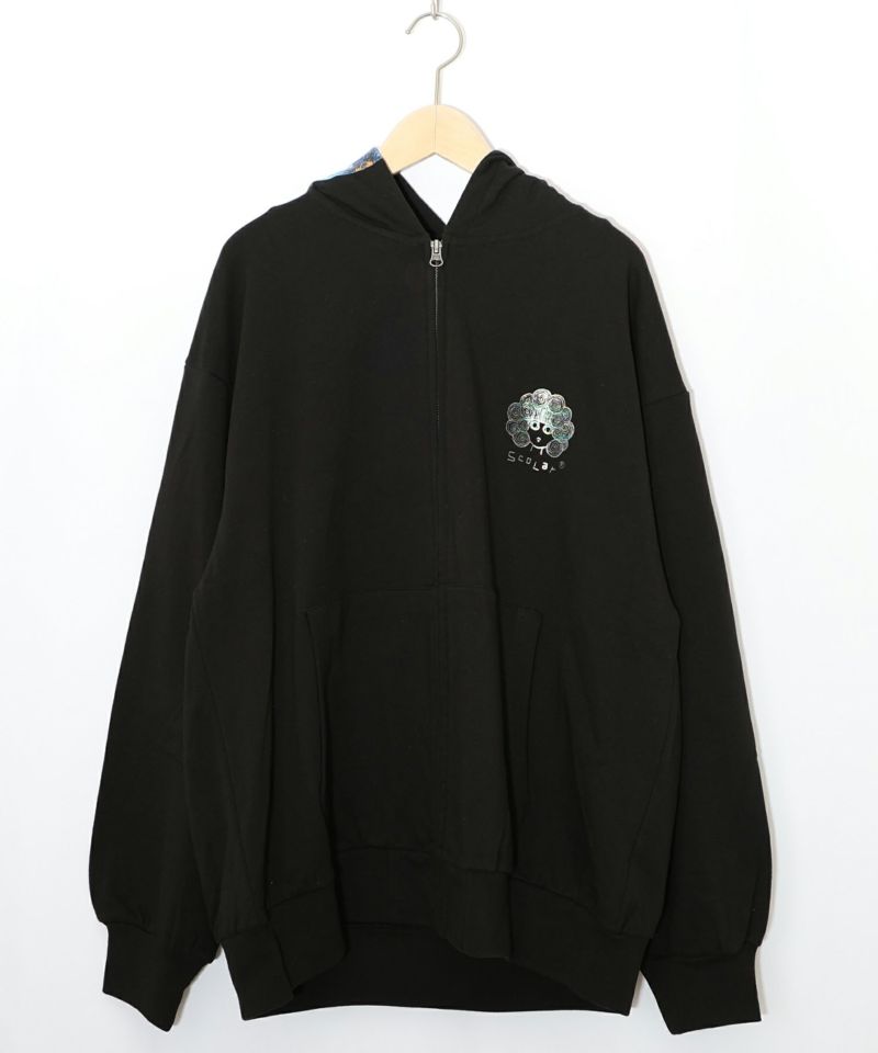 花蝶柄スカ子箔プリントロゴパーカー-14