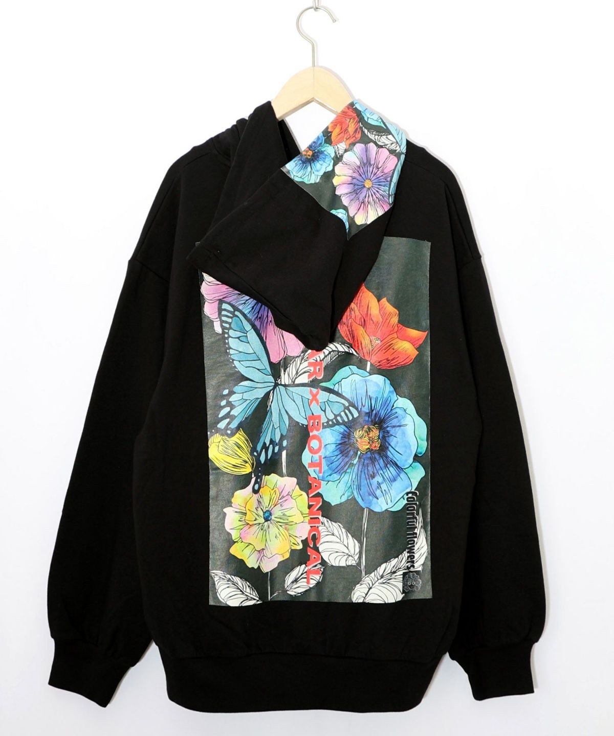 花蝶柄スカ子箔プリントロゴパーカー-15