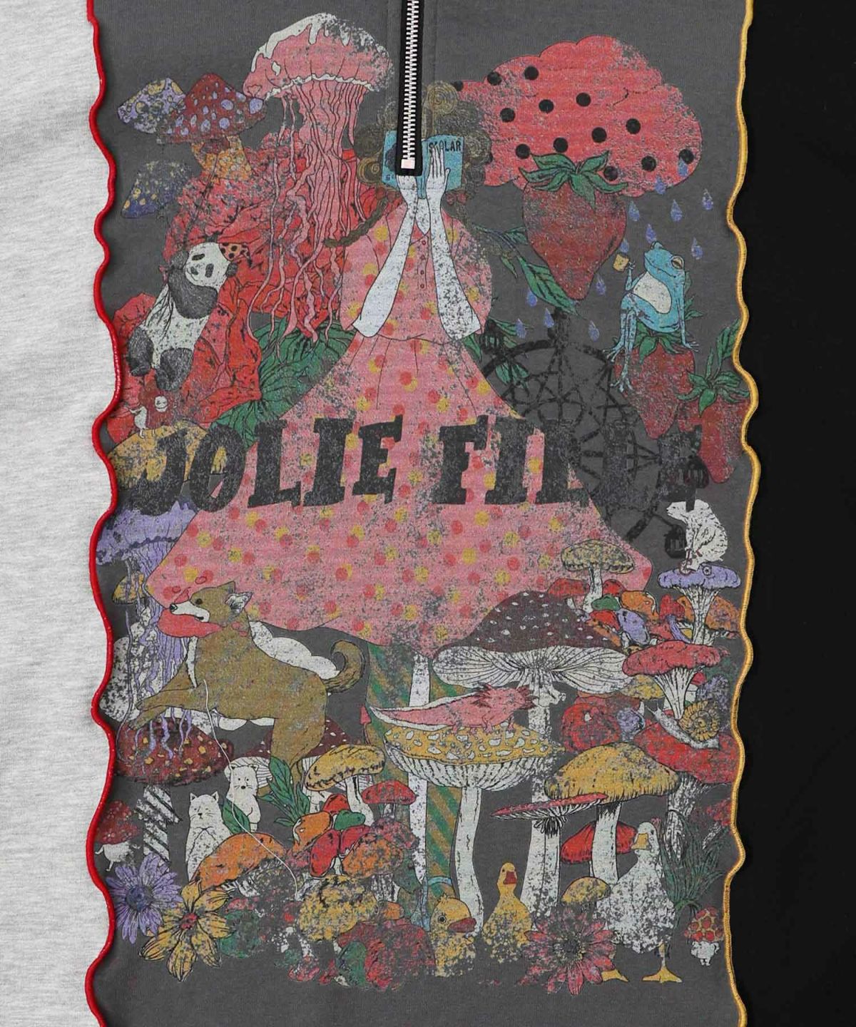 メロウ加工配色ハーフジップワンピース-9