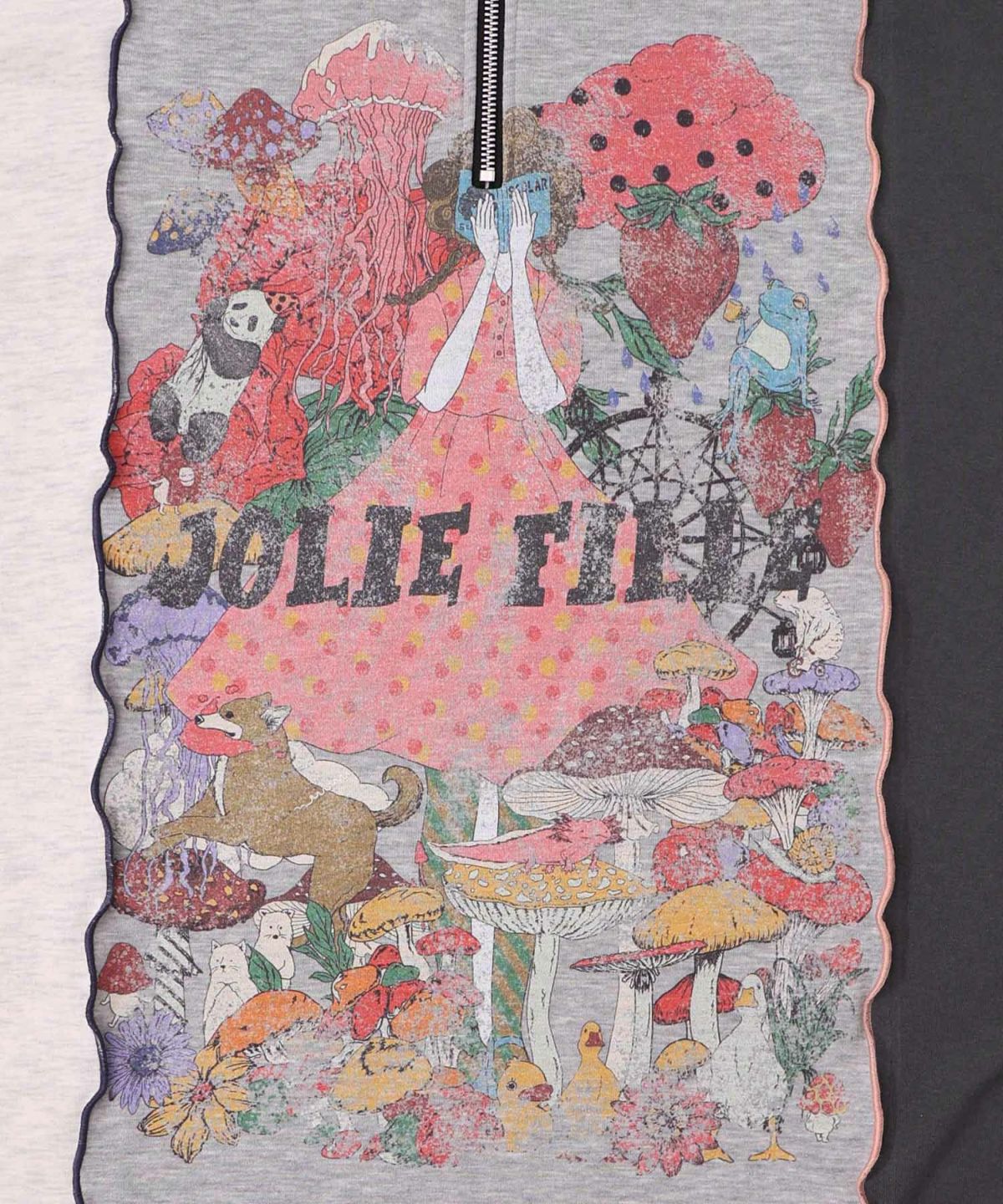 メロウ加工配色ハーフジップワンピース-11