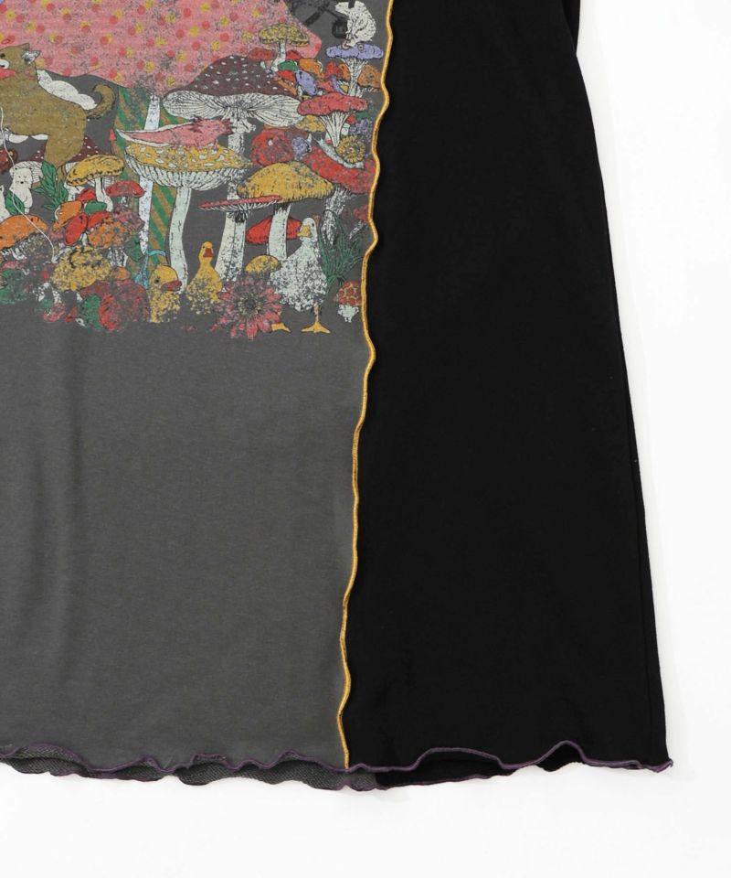 メロウ加工配色ハーフジップワンピース-14