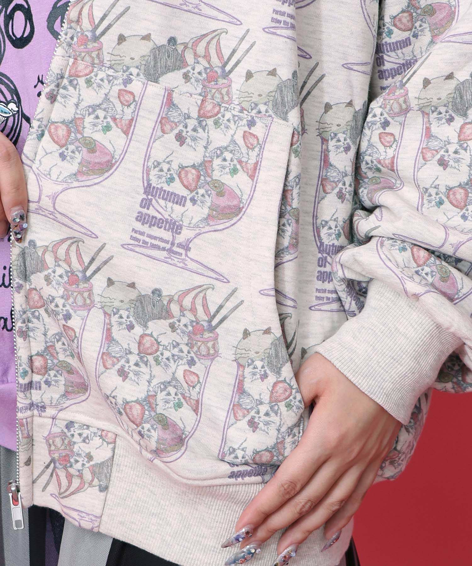 イチゴいっぱいねこパフェパーカー-7