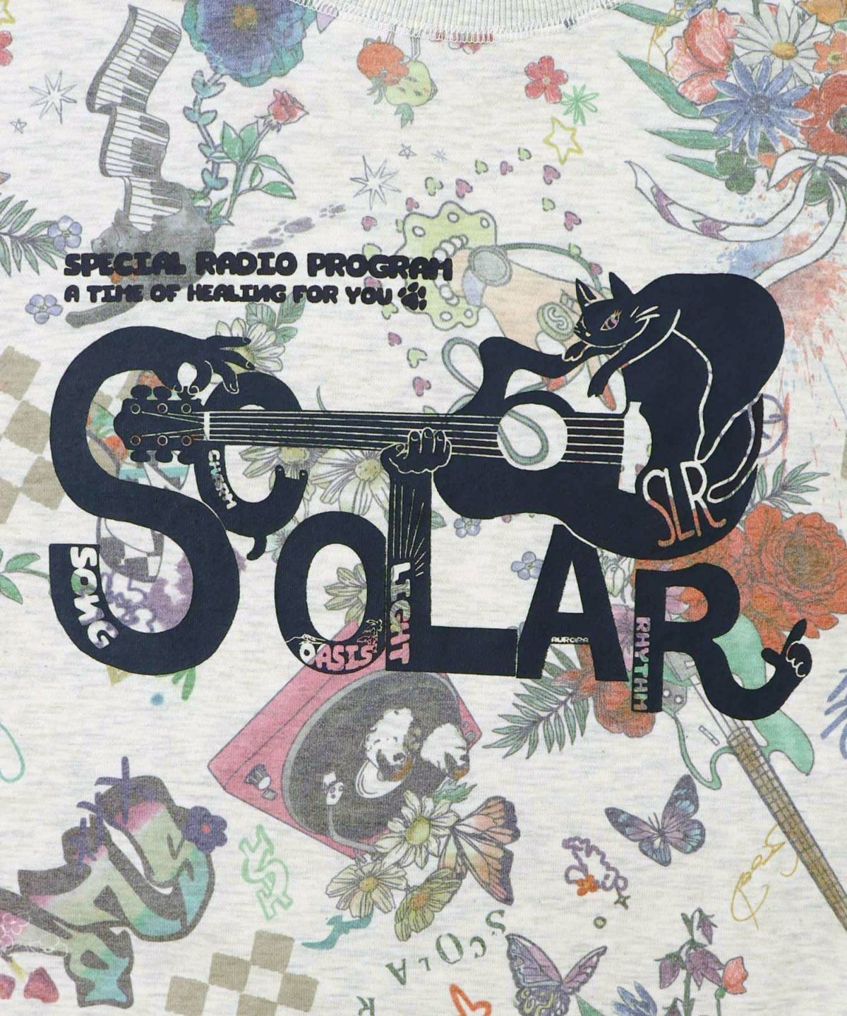 花と音楽のスウェットプルオーバー-8