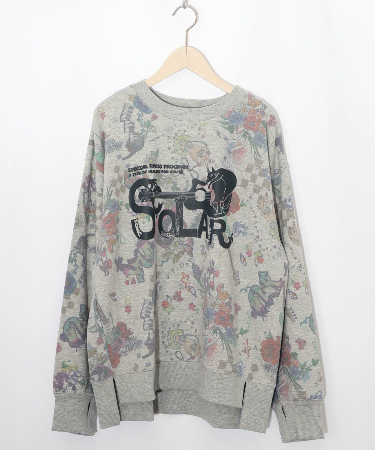 花と音楽のスウェットプルオーバー-9