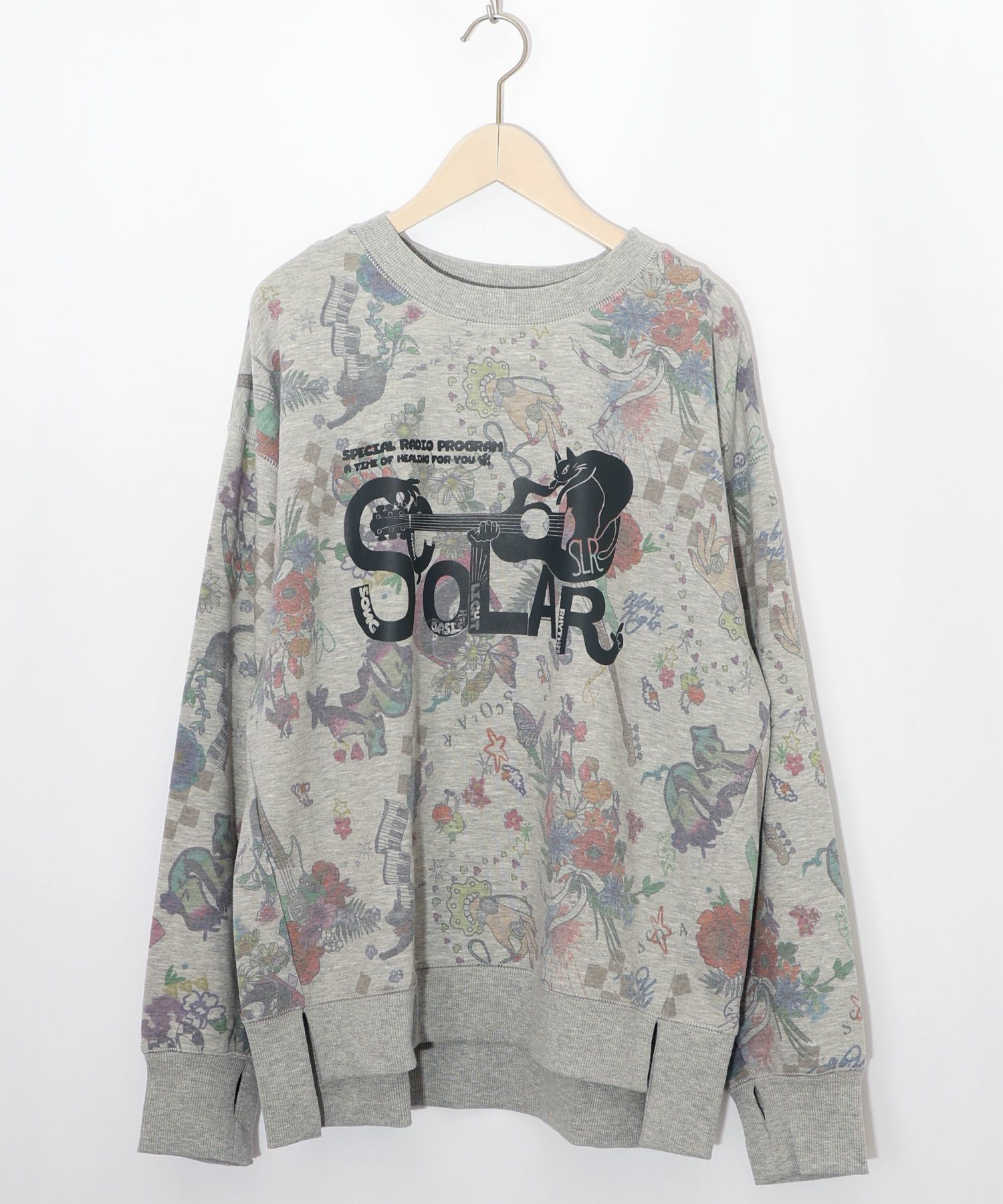 花と音楽のスウェットプルオーバー-9