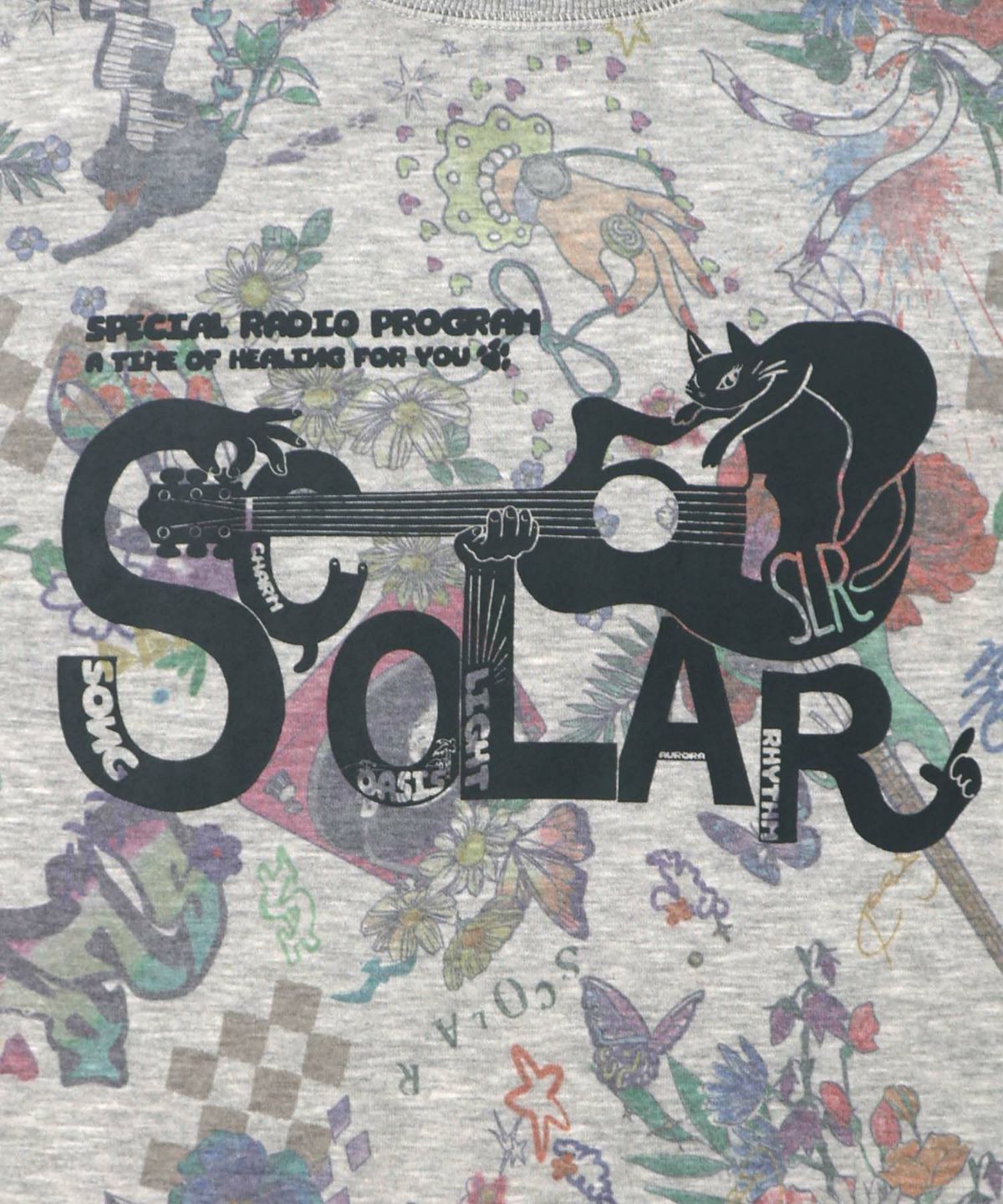 花と音楽のスウェットプルオーバー-10