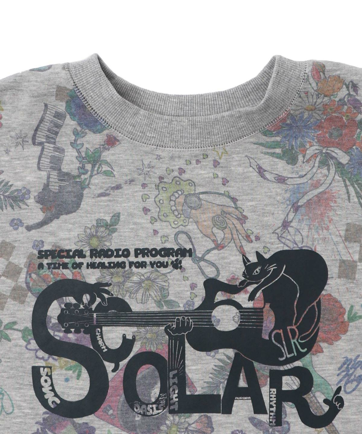 花と音楽のスウェットプルオーバー-11