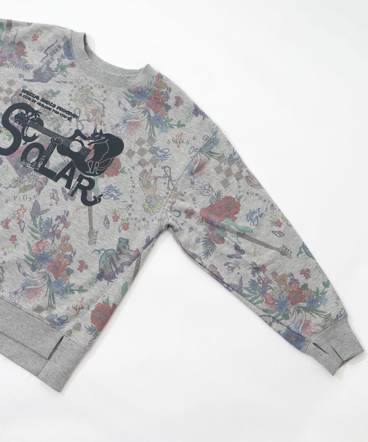 花と音楽のスウェットプルオーバー-12