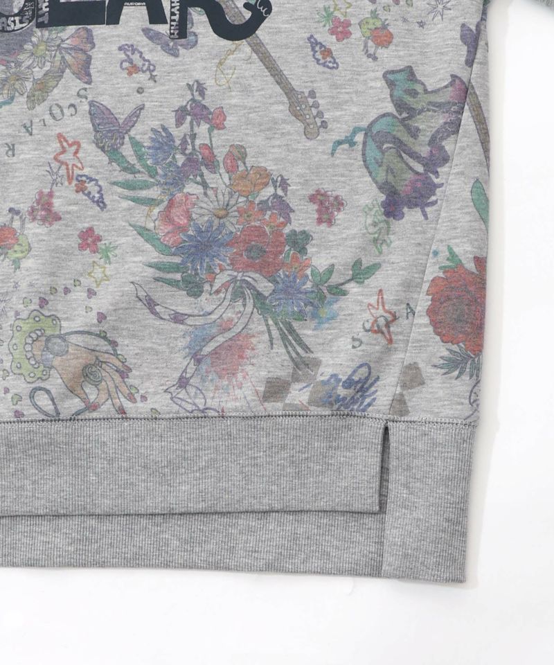 花と音楽のスウェットプルオーバー-14