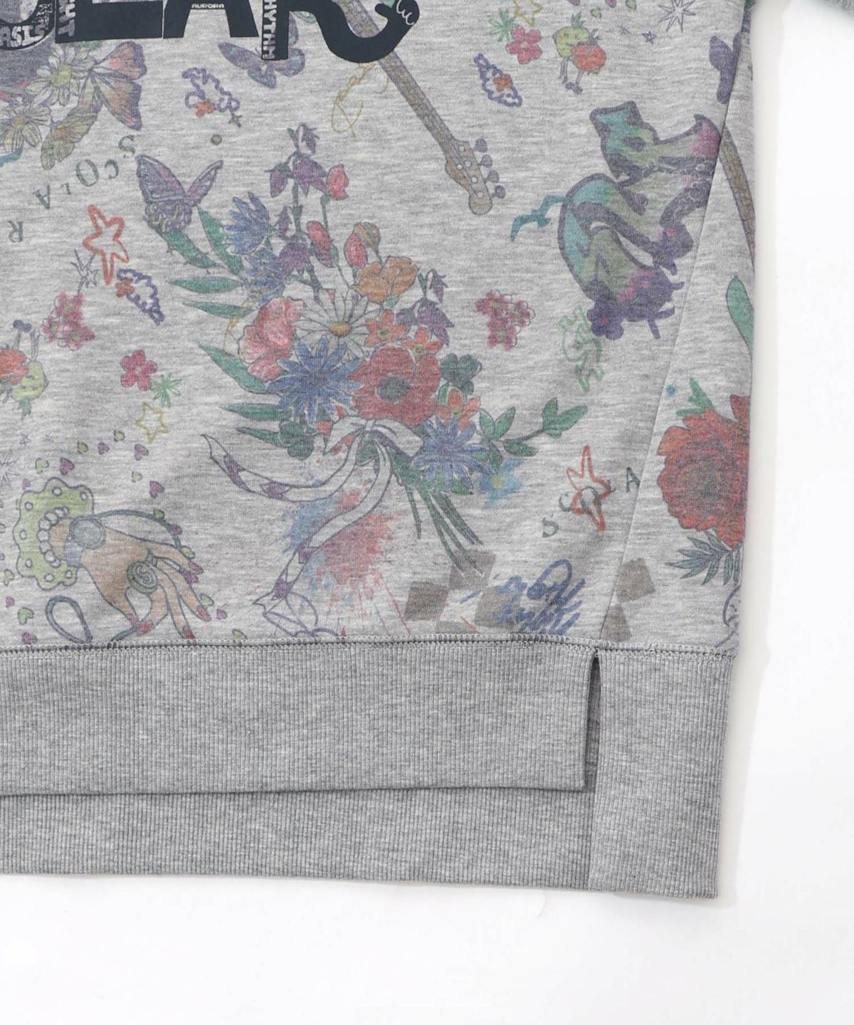 花と音楽のスウェットプルオーバー-14