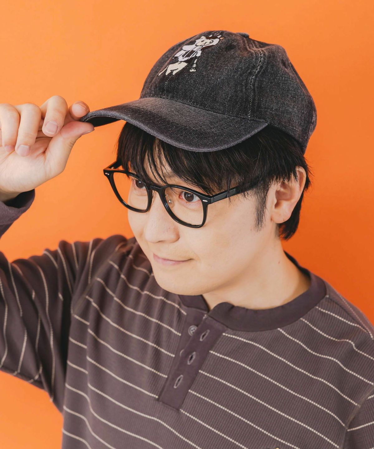 牛ネコ刺繍デニムキャップ-4